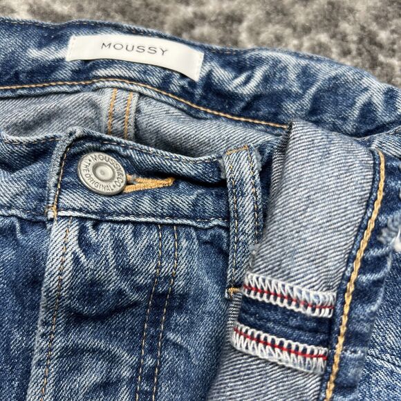 Moussy Vintage Bowie Selvedge Patch Tapered Straight Jeans Womens Size 26 - Picture 2 of 14